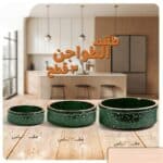 عرض 18 قطعة مجموعة أواني فخار مطلية بتصميم الجرانيت اللون الأخضر المنقط