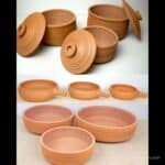 عرض التيراكوتا طقم فخار غير مطلي 12 قطعة + كولمن 7 لتر + 2 قلة