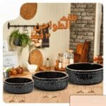 طقم طواجن فخار فاخر 12 قطعة اسود