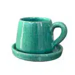 مج فخار مع طبق